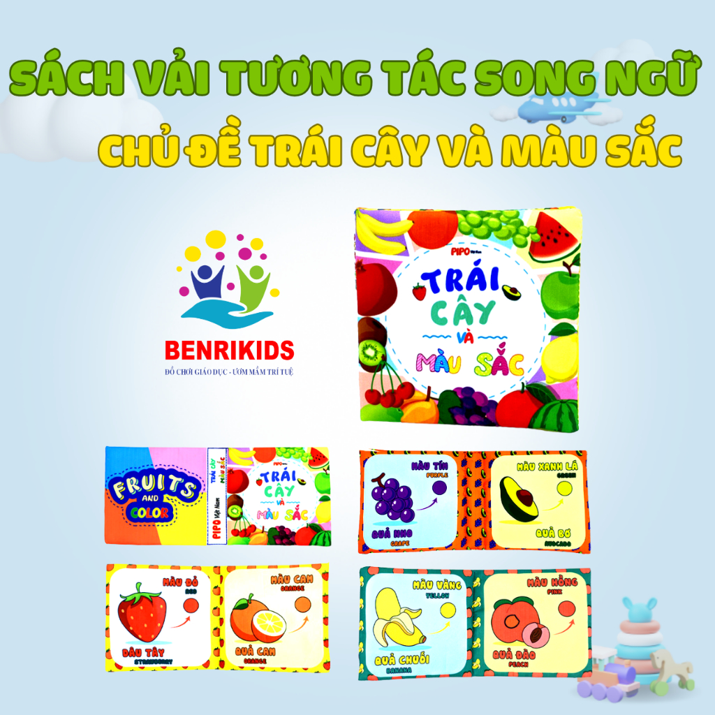 Sách Vải Cho Bé Benrikids Chủ Đề Trái Cây Touch Touch See See Song Ngữ Anh Việt