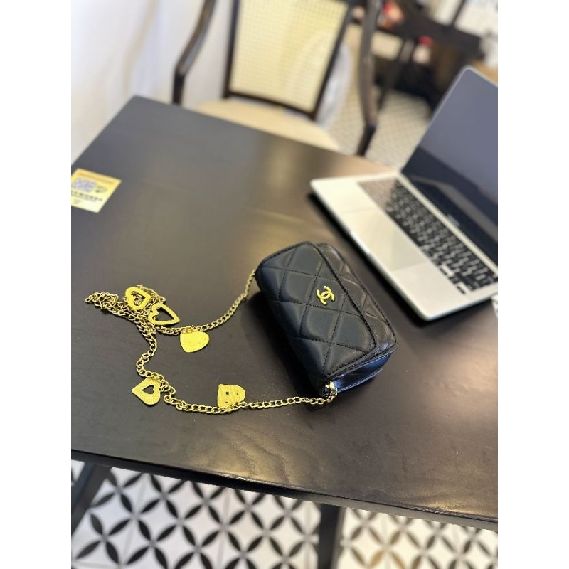 Túi mini classic kèm xích charm tim 3 màu cưng quá ạ 14cm