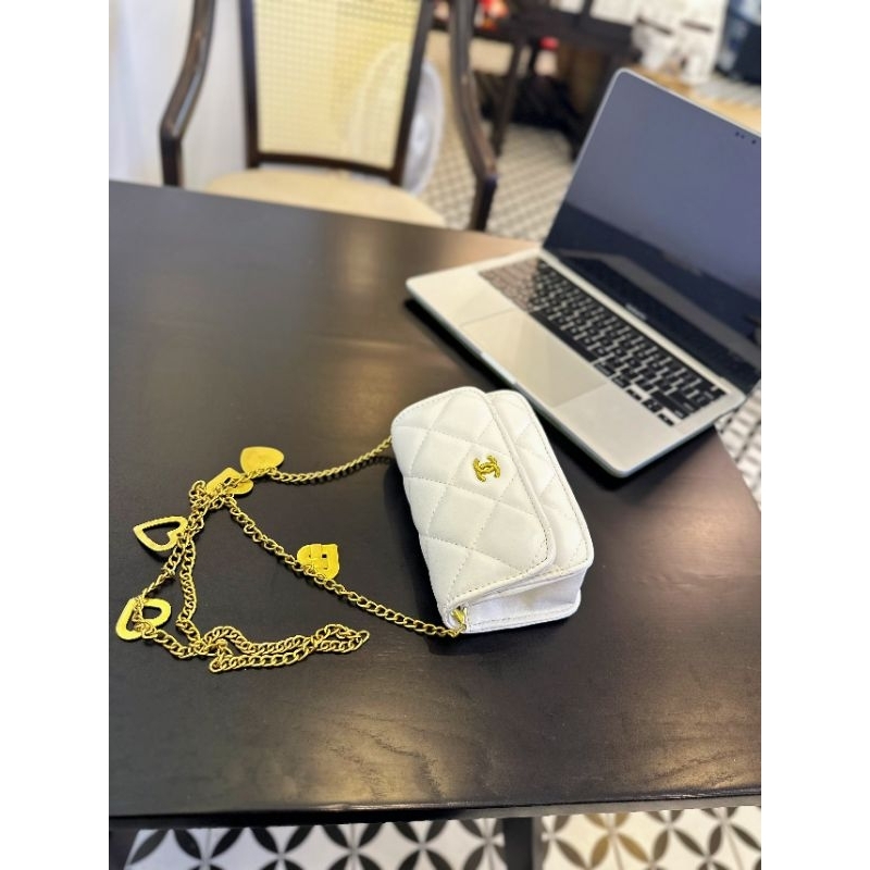 Túi mini classic kèm xích charm tim 3 màu cưng quá ạ 14cm
