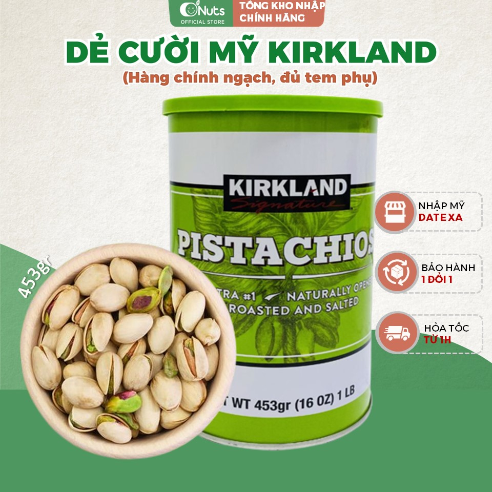 Hạt Dẻ Cười Mỹ Kirkland 453g – Dẻ cười rang muối, không tẩy trắng dành cho người ăn kiêng, bà bầu, ăn vặt lành mạnh