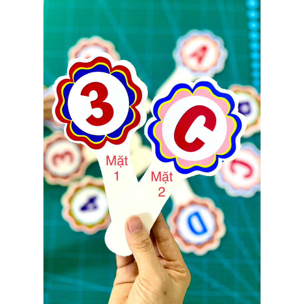 Thẻ Đáp Án ABCD Đ S Mếu Cười có cán siêu bền 2 mặt