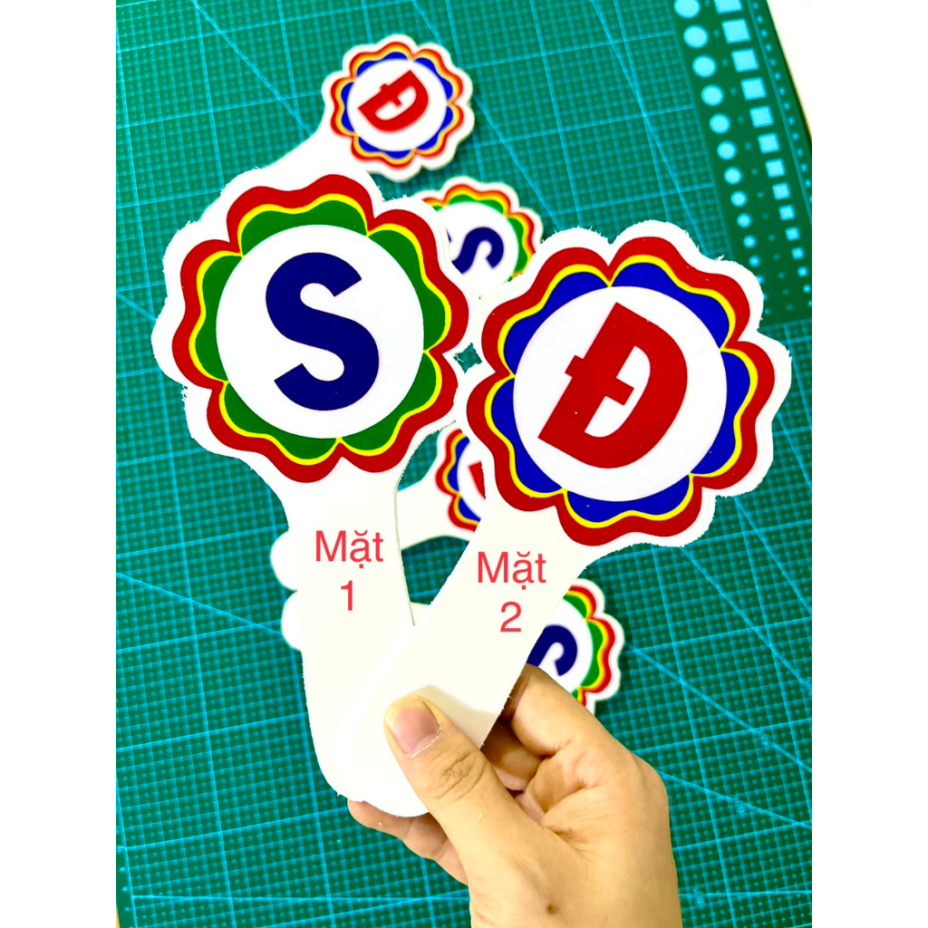 Thẻ Đáp Án ABCD Đ S Mếu Cười có cán siêu bền 2 mặt