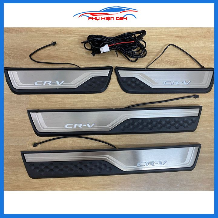 Bộ nẹp bước chân ngoài Honda CRV 2018-2019-2020-2021-2022-2023 có đèn Led
