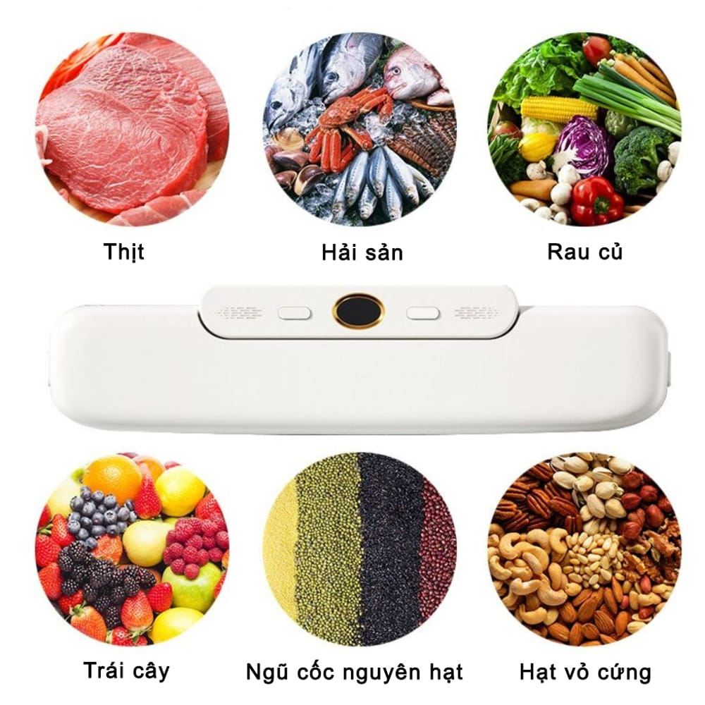 Máy Hút Chân Không Thực Phẩm Melli Máy Hàn Miệng Túi Bảo Quản Thực Phẩm Gia Đình Mini Công Suất 90W Kèm Túi Zip