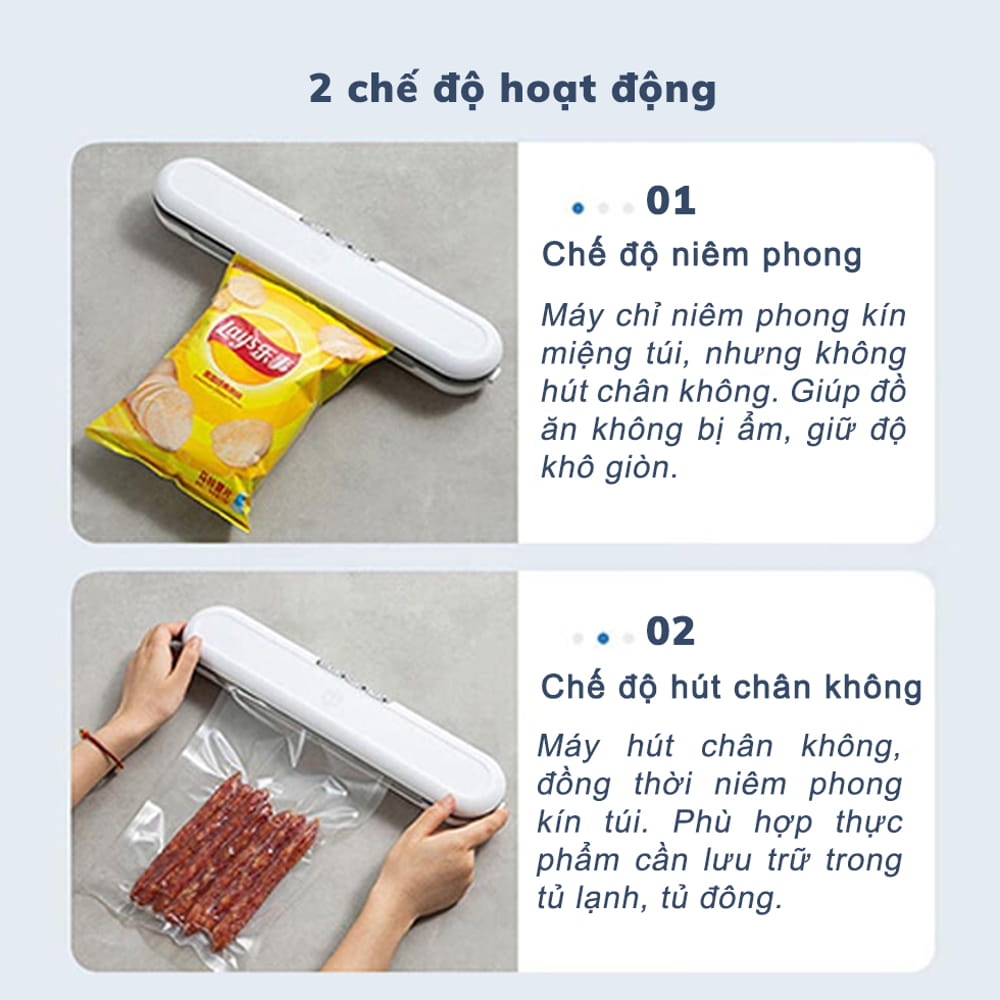 Máy Hút Chân Không Thực Phẩm Melli Máy Hàn Miệng Túi Bảo Quản Thực Phẩm Gia Đình Mini Công Suất 90W Kèm Túi Zip