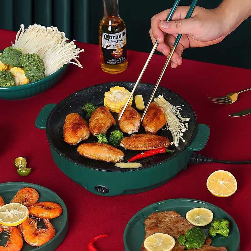 Chảo Nướng Điện Mini Đa Năng Gia Đình Đường Kính 26cm 2 Chế Độ Nhiệt Phù Hợp Cho 2-3 Người