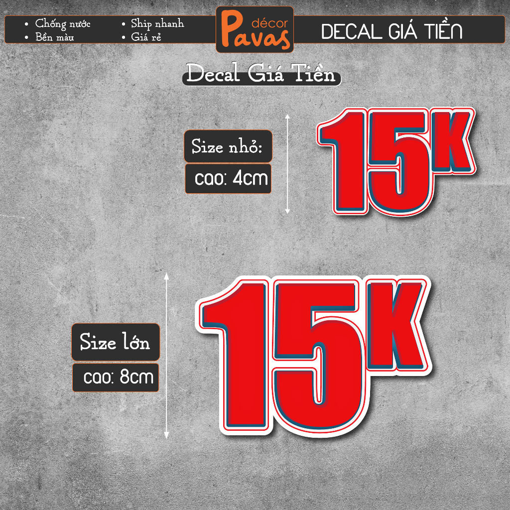 Decal Giá Tiền chống nước trang trí dán quán trà sữa, cà phê, quán ăn, dán tường, tủ. TTQ69
