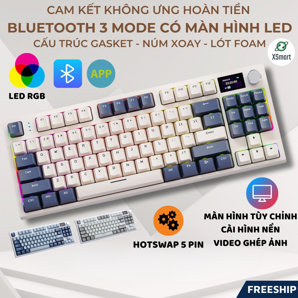 Bàn Phím Cơ Bluetooth Không Dây K86 RGB PRO VIP Có Màn Hình, App Tùy Chỉnh HOTSWAP 5 Pin, Lót Foam | BigBuy360 - bigbuy360.vn