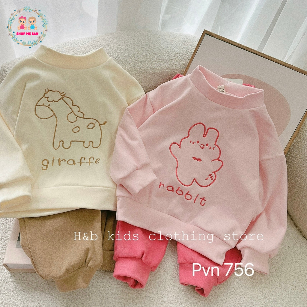 Bộ Thu Đông Bé Gái, Bộ Dài Tay Bé Gái Chất Liệu Vải Zip Lông 2 Mặt Mềm Mịn Đẹp, Kiểu Dáng Dễ Thương