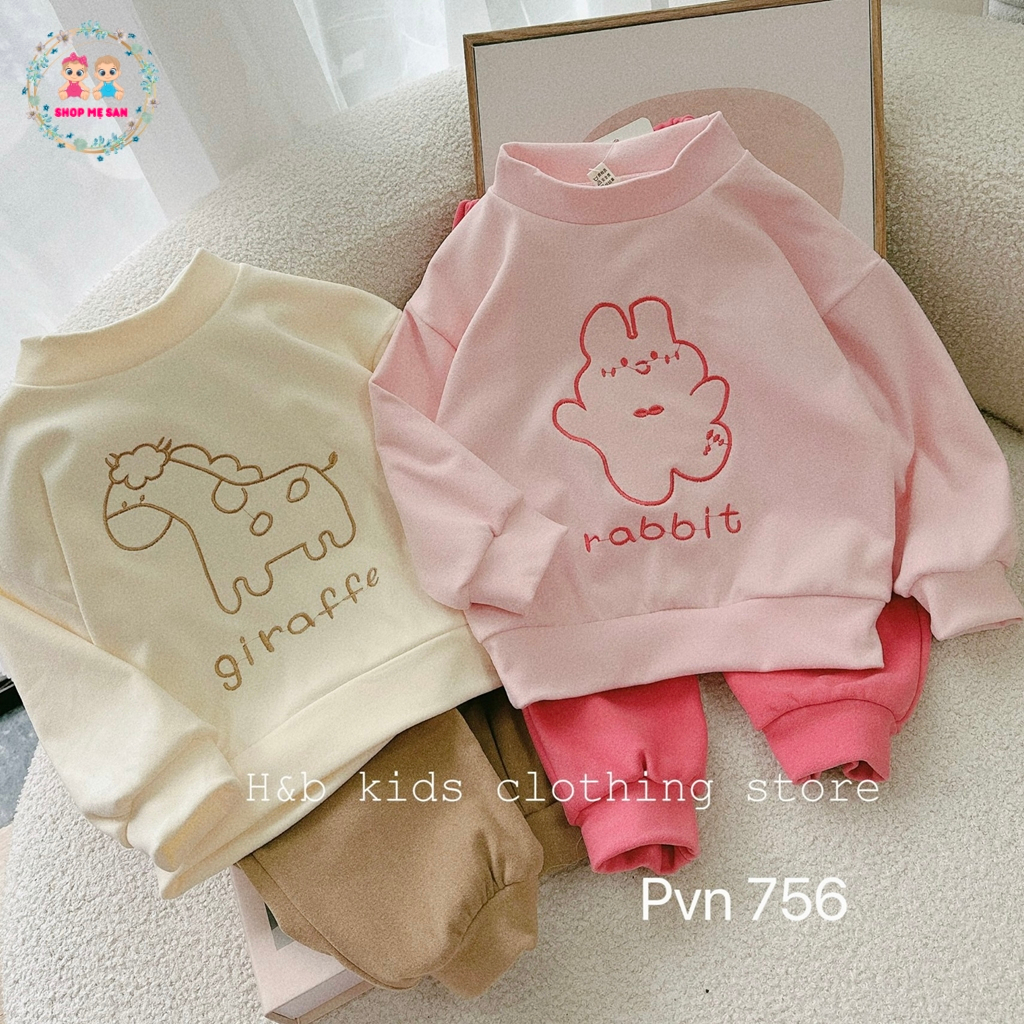 Bộ Thu Đông Bé Gái, Bộ Dài Tay Bé Gái Chất Liệu Vải Zip Lông 2 Mặt Mềm Mịn Đẹp, Kiểu Dáng Dễ Thương