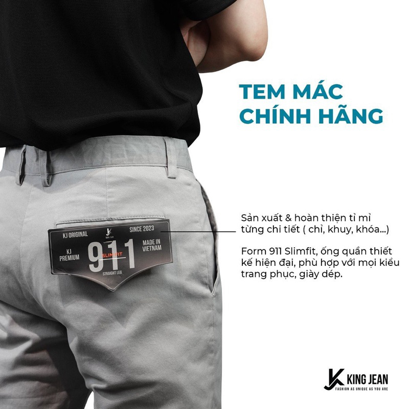Quần kaki nam KingJeans Premium công sở cao cấp ống suông chất dày dặn co giãn tốt KJ-Vua Quần Jeans
