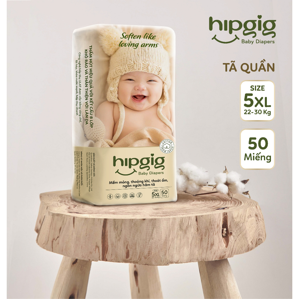 BỈm quần Hipgig bao bì - hàng chính hãng công ty siêu thấm bịch 50 miếng M/L/XL/2XL/3XL/4XL/5XL