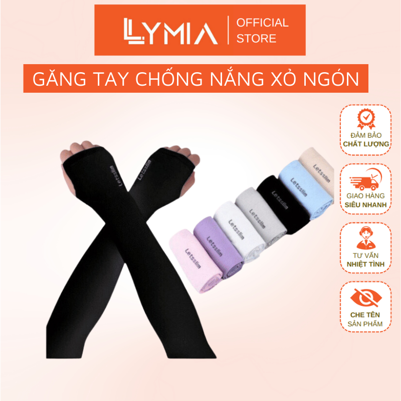 Găng tay chống nắng LYMIA xỏ ngón Let's Slim chống tia UV - LỖI 1 ĐỔI 1