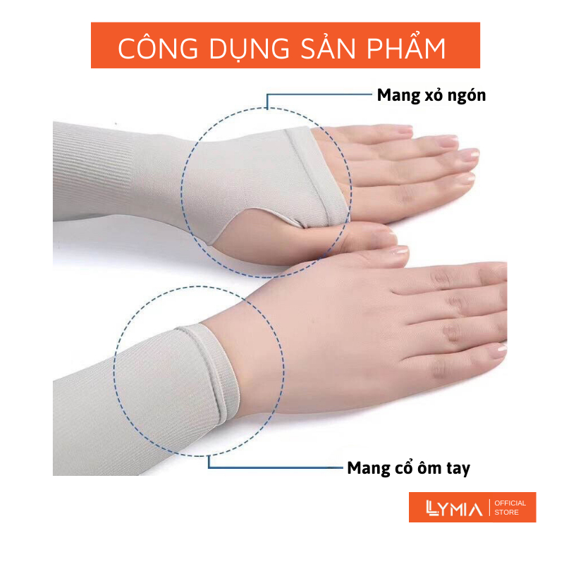 Găng tay chống nắng LYMIA xỏ ngón Let's Slim chống tia UV - LỖI 1 ĐỔI 1