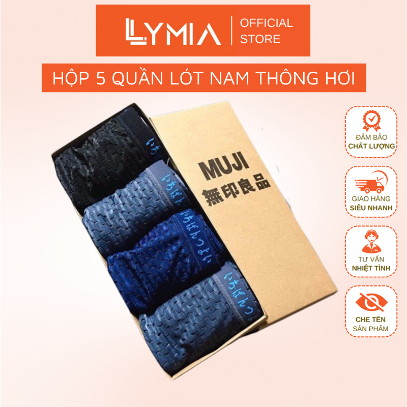 Hộp 5 Quần Lót Sịp Đùi Nam LYMIA Thông Hơi chất su siêu thoáng mát