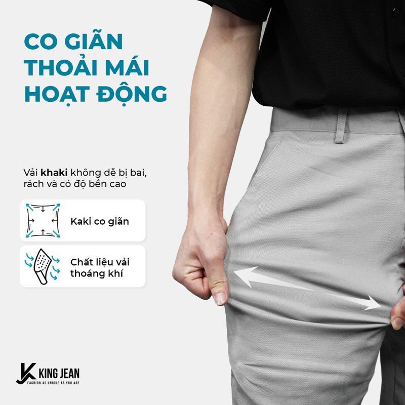 Quần kaki nam KingJeans Premium công sở cao cấp ống suông chất dày dặn co giãn tốt KJ-Vua Quần Jeans