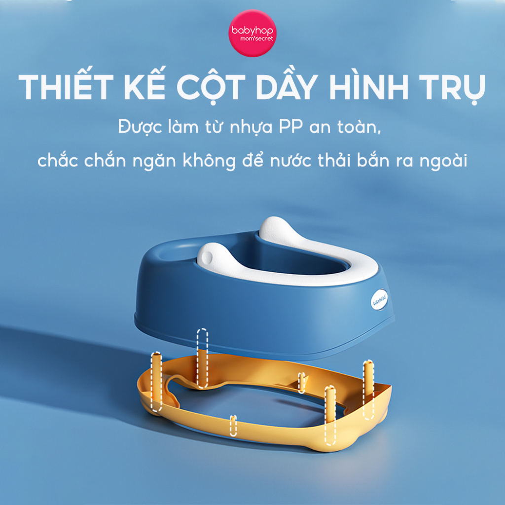 Bô vệ sinh dọn rửa cho bé Babyhop phù hợp với trẻ em từ 8 tháng tuổi có ống nước chống trơn trượt 2 màu