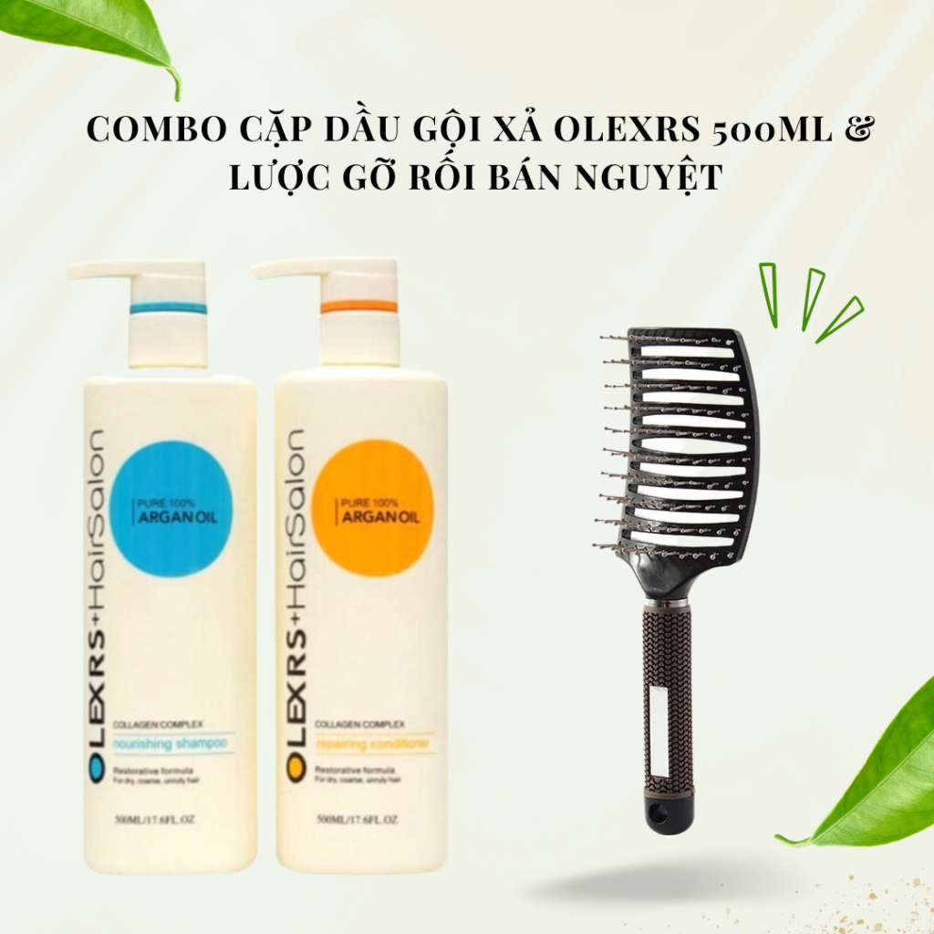 Combo Cặp Dầu Gội Xả Olexrs Hair Salon 500ml-960ml Và Lược