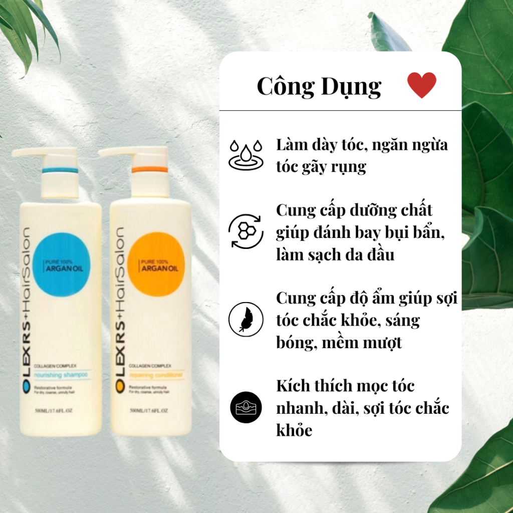 Combo Cặp Dầu Gội Xả Olexrs Hair Salon 500ml-960ml Và Lược