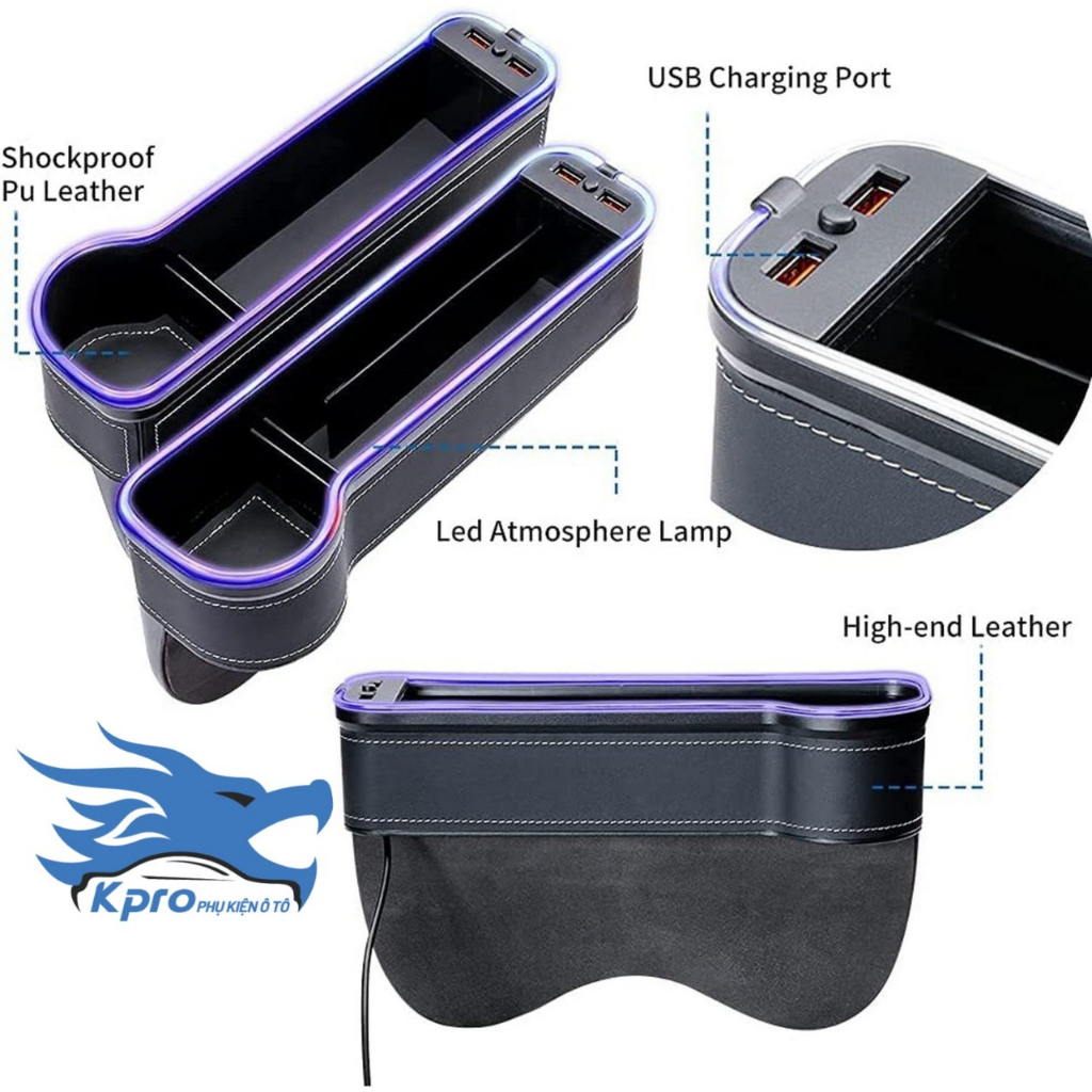 Khay đựng đồ khe ghế trước ô tô, xe hơi - Hàng Kpro chất lượng cao