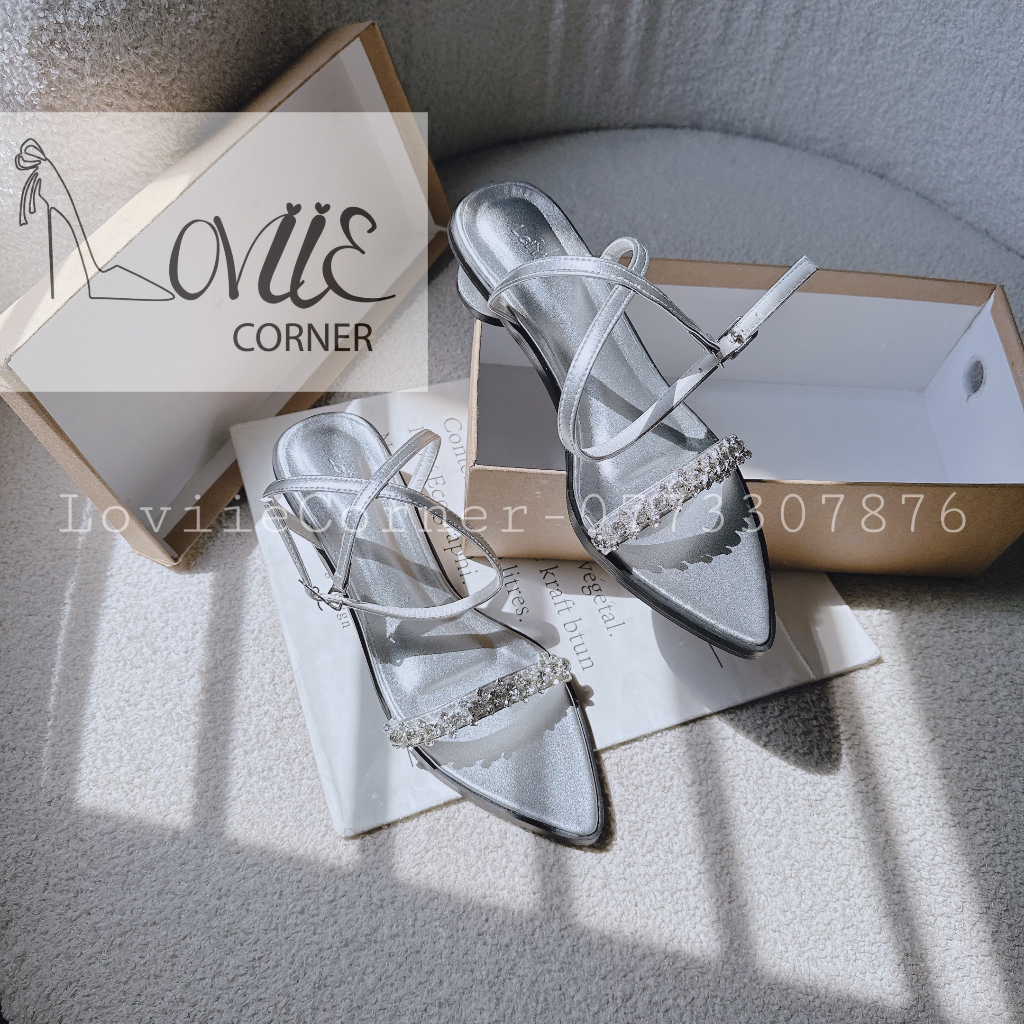 GIÀY CAO GÓT LOVIIECORNER - SANDAL QUAI NGANG ĐÁ MŨI NHỌN PHONG CÁCH THỜI TRANG HIỆN ĐẠI G230810