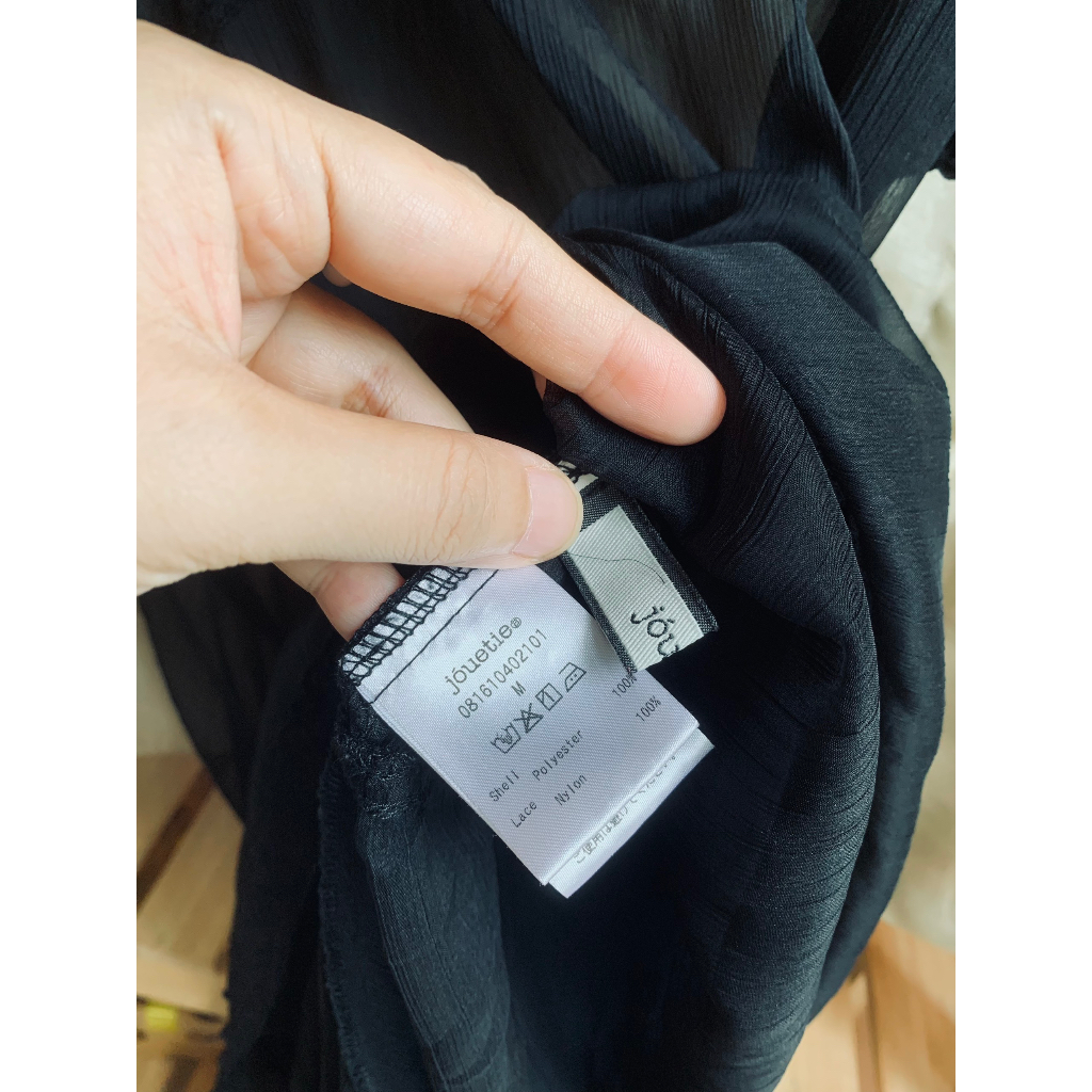 Đầm 2 dây voan tơ màu đen Jouetie