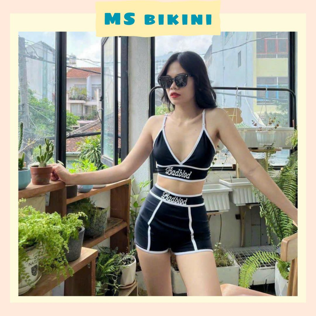 Set đồ bơi nữ bikini 2 mãnh badblood quần đùi kín đáo kiểu dáng Hàn Quốc Ms06