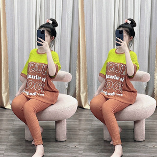 Set bộ đồ dài áo chữ in quần ống bo dài dày dặn thun xốp mềm man