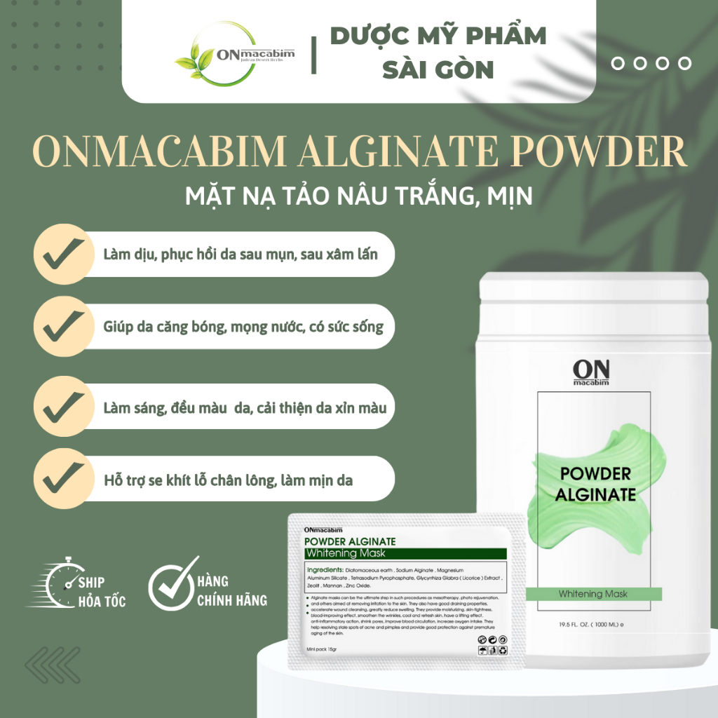 Mặt nạ tảo nâu Onmacabim Alginate Powder Whitening mask