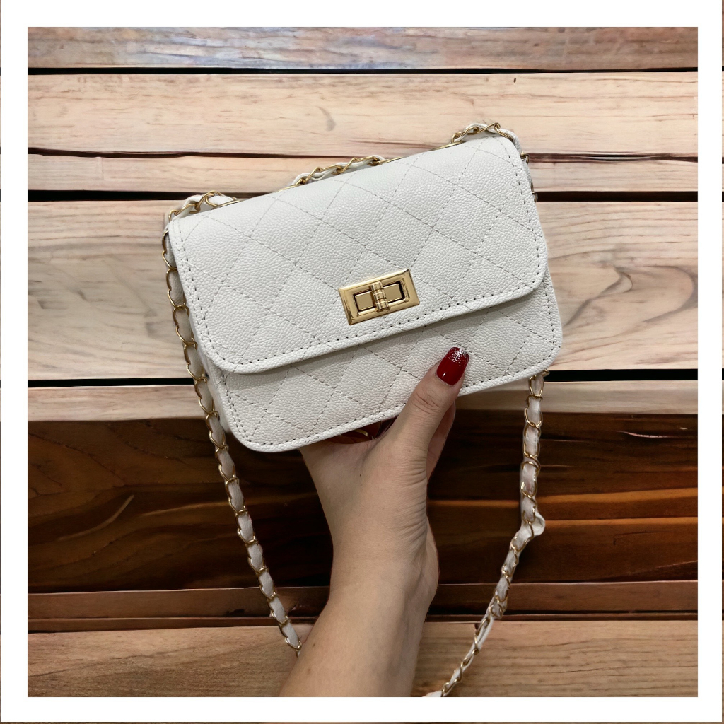 Túi xách nữ đeo chéo, đeo vai khoá xoay da hạt hàn quốc thời trang