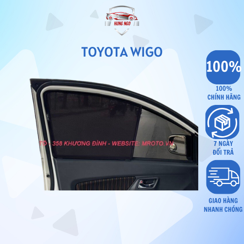 Rèm Che Nắng Xe Toyota Wigo (trước 2023) Loại 1 Mr.OTO. Chuẩn Khít Theo Xe. Bảo Hành 2 Năm