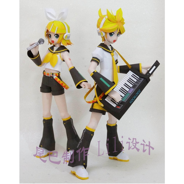 Mô Hình Giấy Kagamine Rin & Len - Vocaloid Chất Lượng Cao | Trang Trí Phòng Học và Sưu Tầm Anime