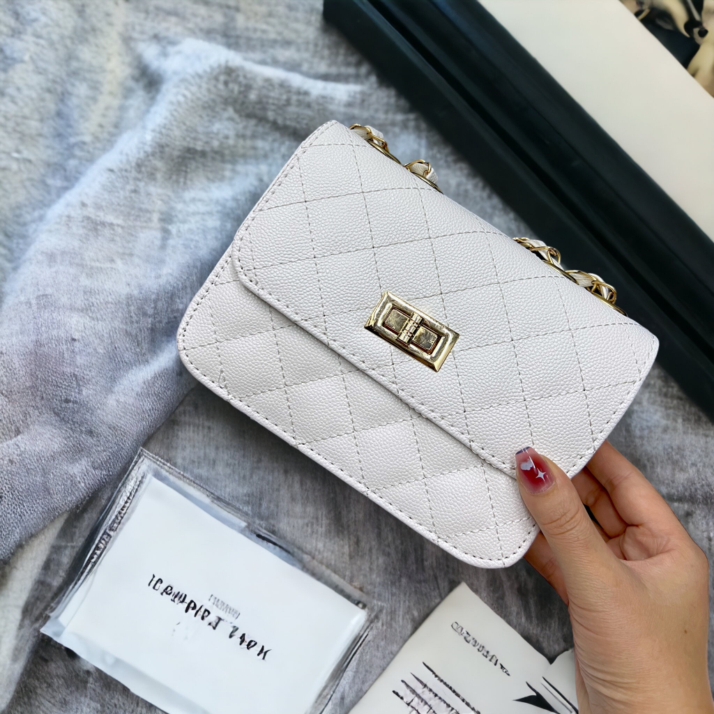 Túi xách nữ đeo chéo, đeo vai khoá xoay da hạt hàn quốc thời trang