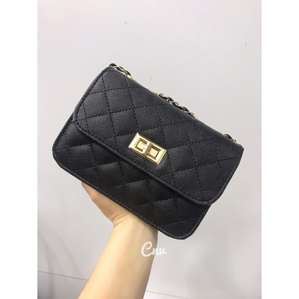 Túi xách nữ đeo chéo, đeo vai khoá xoay da hạt hàn quốc thời trang