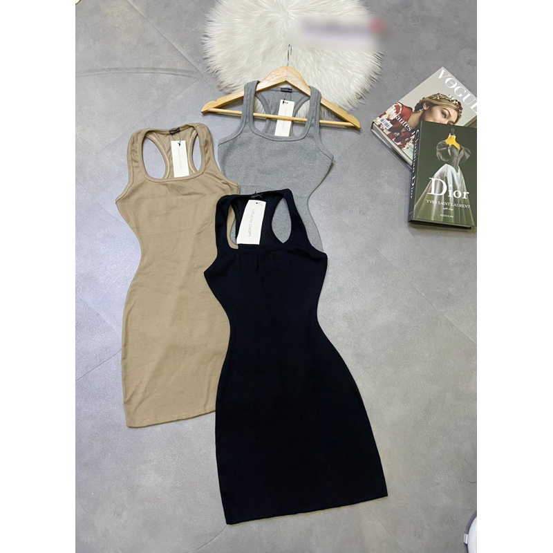 Đầm body gân khoét lưng xinn