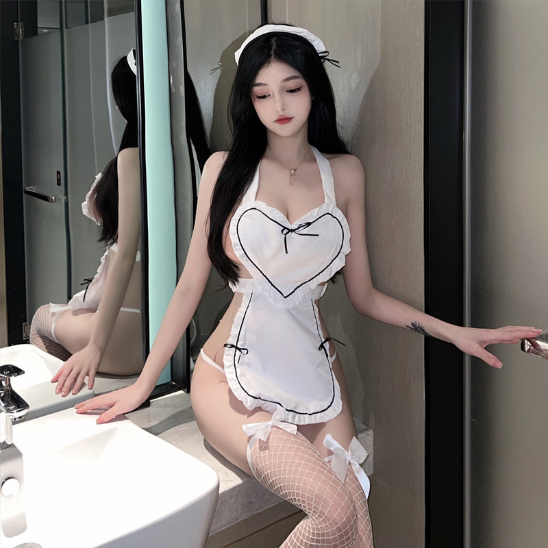 A20 Bộ Đồ Ngủ Người Hầu Cosplay Sexy, Tặng Chip Lọt Khe & Tất Đùi, Đồ Ngủ Gợi Cảm Quyến Rũ
