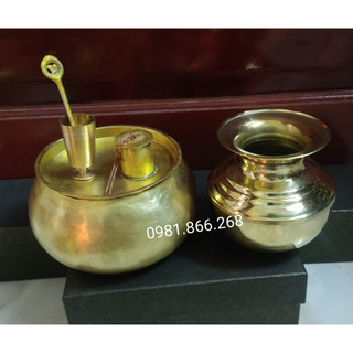 Combo cơi trầu,ống nhổ cối giã trầu ống vôi bằng đồng bộ cơi trầu ống nhổ