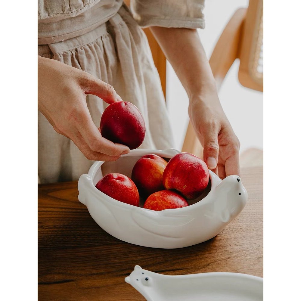 Tô, tô sứ, bát sứ, tô sứ hình gấu bắc cực dễ thương, tô sứ dễ thương, bát tô hình gấu bắc cực trắng dùng cho lò vi sóng