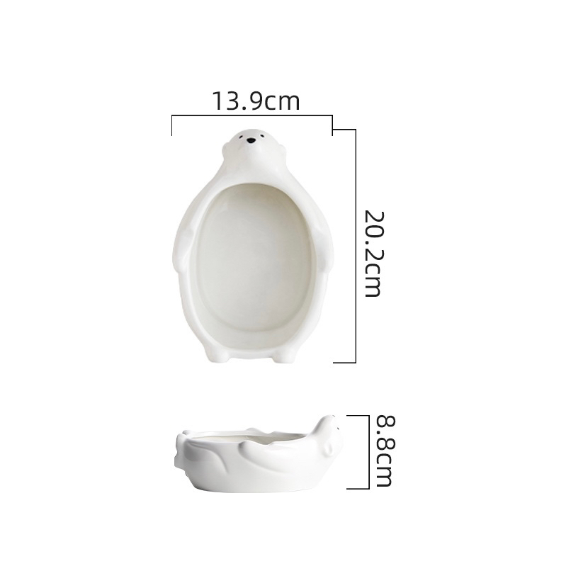 Tô, tô sứ, bát sứ, tô sứ hình gấu bắc cực dễ thương, tô sứ dễ thương, bát tô hình gấu bắc cực trắng dùng cho lò vi sóng