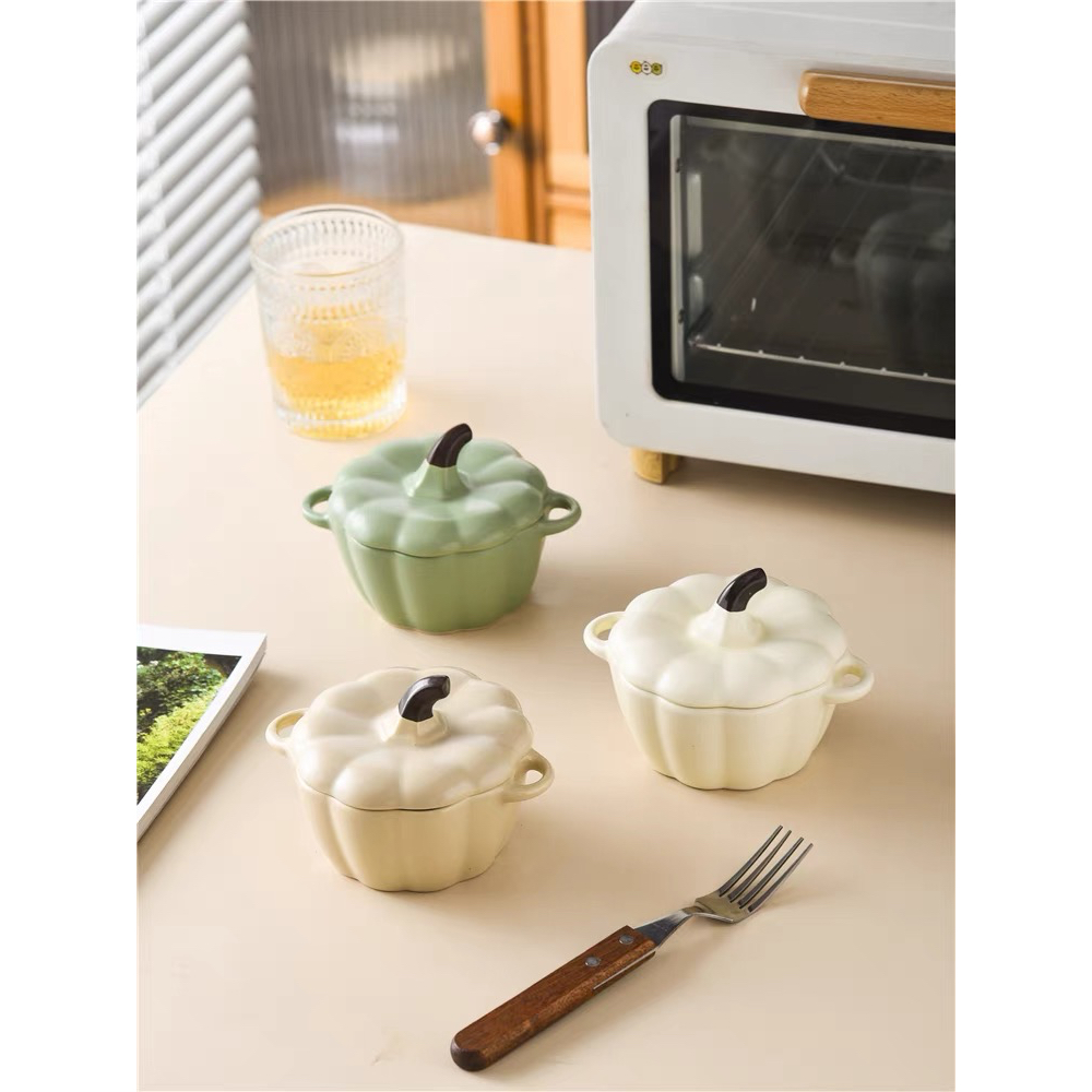 Thố, bát sứ, chén, thố sứ hình bí ngô, thố sứ có nắp dễ thương, thố chưng yến bằng sứ dùng được cho lò nướng, vi sóng