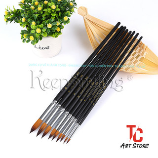 Bộ 9 Cọ Đầu Nhọn Bomega/ Keepsmiling High Quality ( Thân Đen )