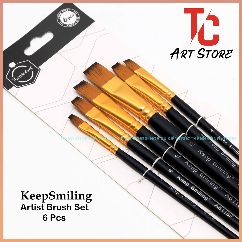 Bộ Cọ Đầu Bằng Keep Smiling - 6 Cây Thân Đen
