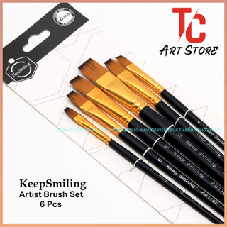 Bộ Cọ Đầu Bằng Keep Smiling - 6 Cây Thân Đen