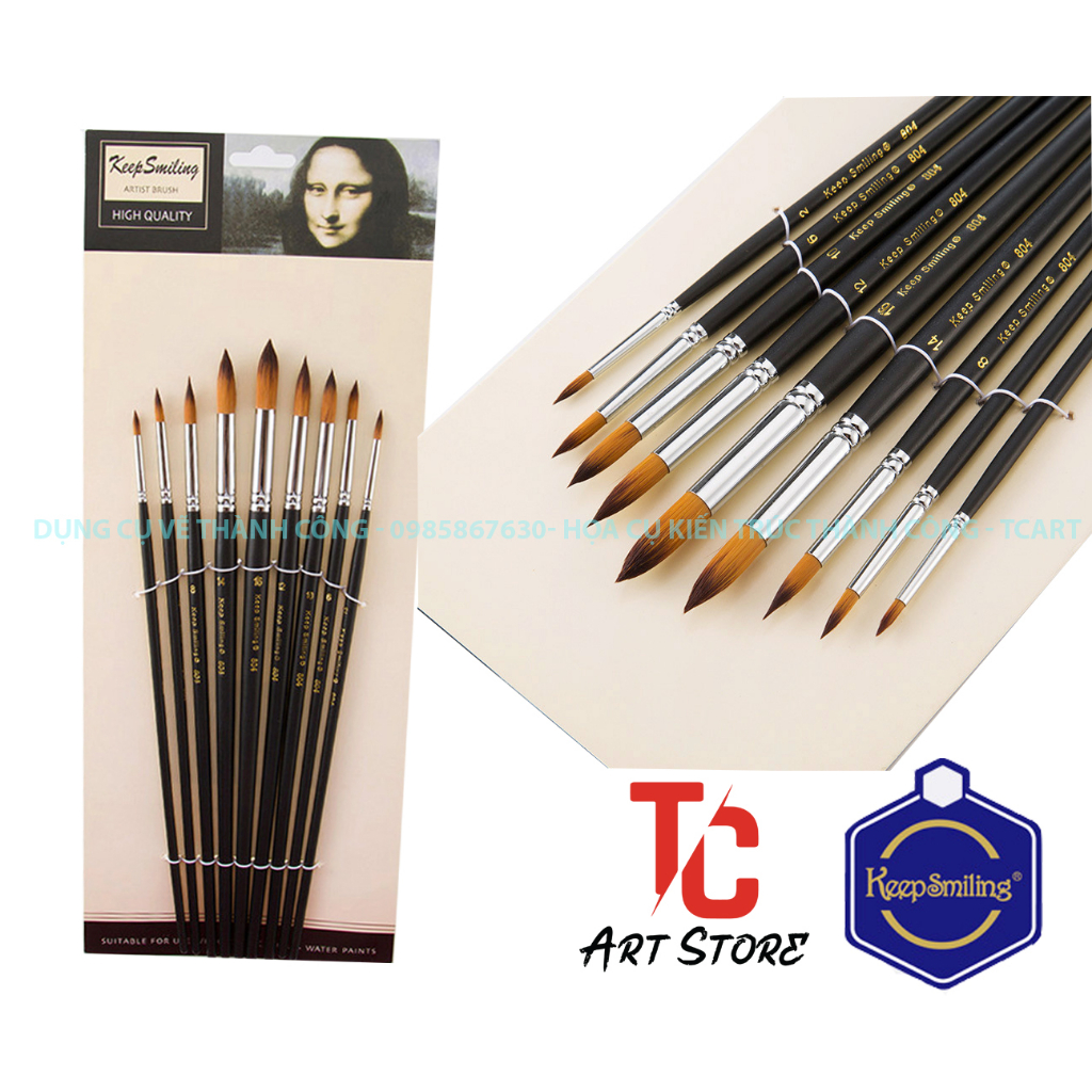Bộ 9 Cọ Đầu Nhọn Bomega/ Keepsmiling High Quality ( Thân Đen )