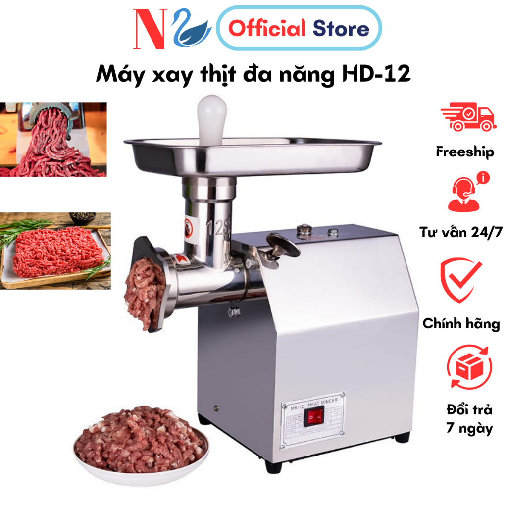 Máy xay thịt đa năng HD-12 máy đùn thịt, máy đùn xúc xích inox công xuất 850W năng xuất 150kg/h lỗi 1 đổi 1