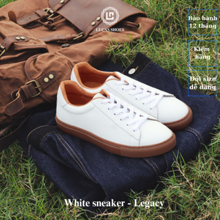 Giày Thể Thao Legacy White sneaker. Lucas Shoes, da bò thật, đế khâu cao 3cm, dễ phối đồ - BH 1 năm