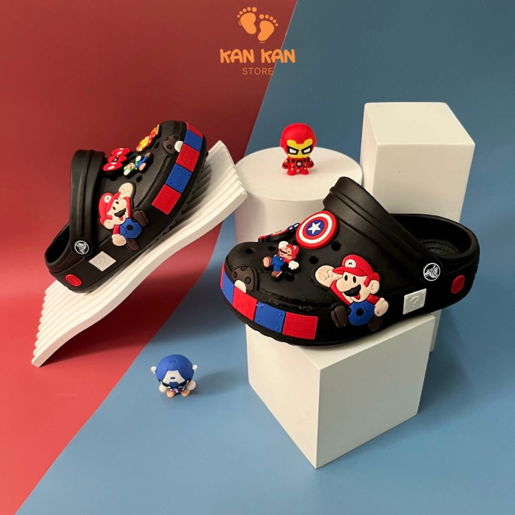 Dép Sục Cho Bé BabyShoes Sục Cho Bé Trai Bé Gái Quai Hậu Cross Siêu Nhân Người Nhện Đi Mưa Siêu Nhẹ Êm Chân BS028