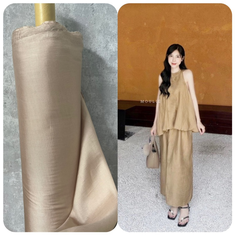 Vải Tơ Beige Nâu Cao Cấp