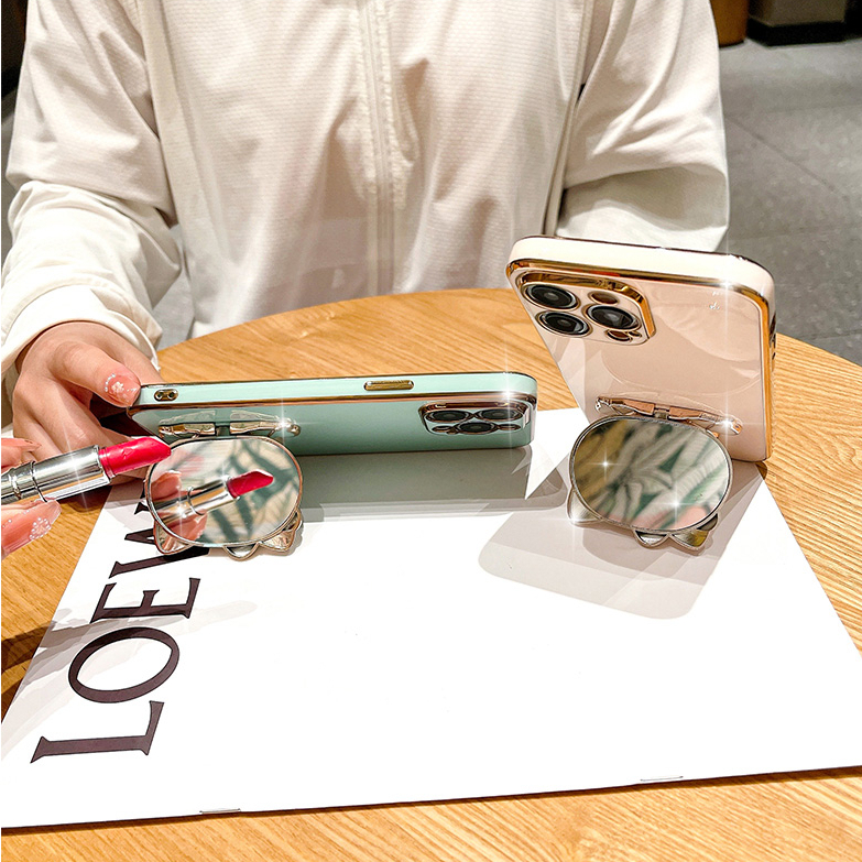 Ốp lưng OLIE TPU dẻo kèm giá đỡ Kitty có gương cho Oppo Reno10 5g Reno 10 5g