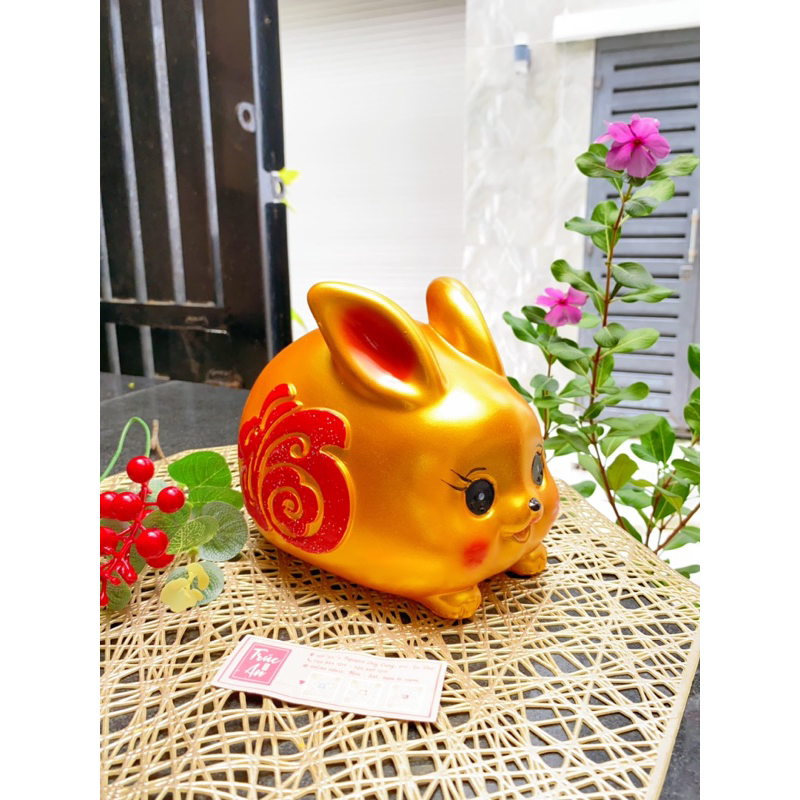 (19x15x14cm) Heo đất Thỏ chữ Phúc 🧧, chất liệu thạch cao, hàng sơn nước, sản phẩm tỉ mỉ vẽ tay 100%